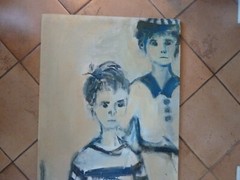 MCM Signed Painting Mother and Son Style Arshile Gorky. 26 X 36”.J.Corbin.