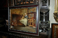 Antique Interior Genre Painting by listed Artist Ambrose Lee