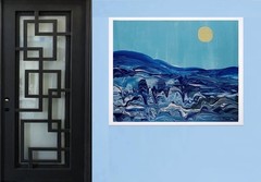 Original ABSTRACT Beach Painting in Blue Teal, Abstract Wall Art, Tropical Art