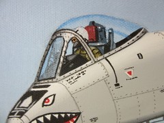 Raymond Waddey Painting A-10 Thunderbolt II Warthog, Signed Hunter Hayes 18″x24″