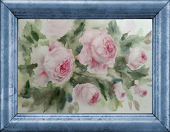 Flowers PINK ROSES Original Modern Artwork Painting Floral Landscape Art Gift A5