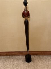 Vintage Pier 1 Tall Skinny Sculpture Statue Brown Lady Modern African American