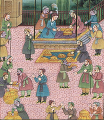 Hand Made Miniature Painting Of Mughal Persian Court Scene On Silk Cloth7x9