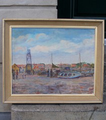 The Old Pilot Station at Dragor harbor. Denmark. Signed and dated 1944.