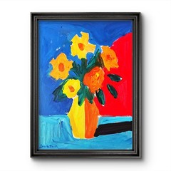 Aleph Original Art Flowers 14×11 Abstract Expressionist Original Painting Canvas