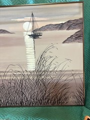 Vintage Lee Reynolds Vanguard Studios Seascape Painting 50×40 Framed