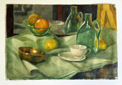 Antique Still Life Watercolor Art Painting by Hazel Frazee, Chicago