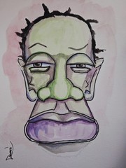 ORIGINAL African American Urban Watercolor painting „Animated Portrait“