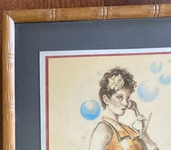 Thadeus Original Art Painting Pinup Girl–Signed, MCM Bubbles