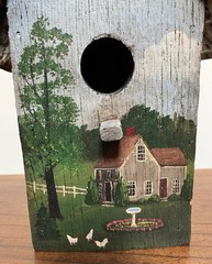 BETTY FISCHER Americana Folk Art Painted Birdhouse Artist Handmade RARE