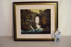 SILK HAND PAINTED WATERFALL WALL ART 20 1/2 X 23 ASIAN SIGNED