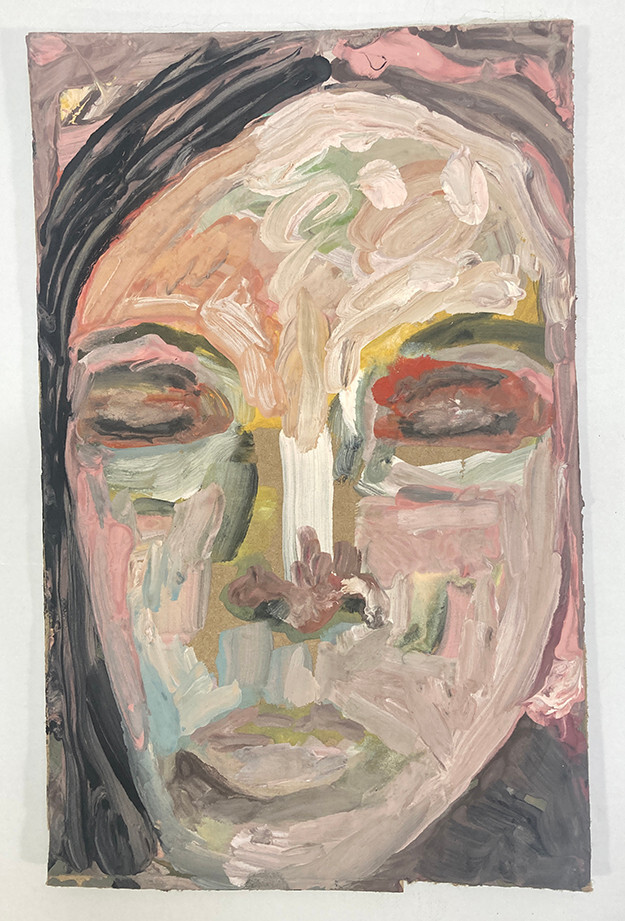 Woman Portrait Painting Original Dark Painterly Naive Wall Art Miz Katie