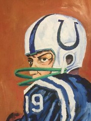 Original Johnny Unitas Baltimore Colts Painting 28×22″ NFL Football #19 Kitsch