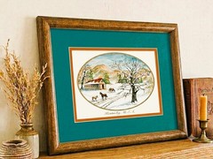 Nellie Meadows Kentucky U.S.A. Winter Horse Farm Scene 11″ x 9-1/2″ Framed Print