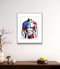 Original Male Torso 11×14 Paper Bold Abstract Expressionist Painting Signed Art