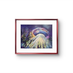 Original Acrylic Pastel UFO Hand Painted 9 x 12 In Paper