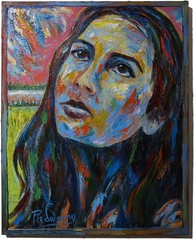 ORIGINAL 30×24″ OIL█PAINTING█REALISTIC GIRL█ART SIGNED FEMALE PORTRAIT WOMAN POP