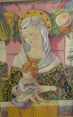 VINTAGE COPY OF CARLO CRIVELLI OIL (ON BOARD) PAINTING OF MADONNA AND CHILD 29”