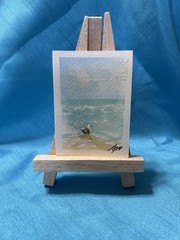 ACEO Original Watercolor | “Beach Boss” | Seagull Ocean Beach | Signed 2.5×3.5