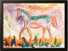 Orange Horse 12×16 Modern Expressionistic Original Sign Canvas Art Acrylic BACH