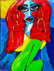 Unique Original POP ART colorful LADY #6 of 6 PORTRAIT PAINTING SWARTZMILLER DNA