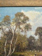 ANTIQUE PAINTING LANDSCAPE LAKE WITH FIGURE IMPRESSIONIST LISTED 1910’S SIGNED
