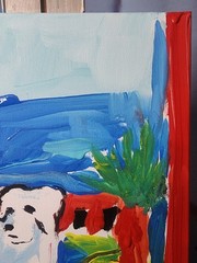 Original Dog Painting Abstract Expressionist Canvas 14×11 Puppy Pet Portrait