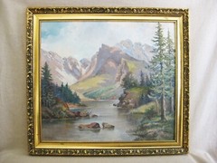 Vintage Mountain Landscape Painting of Colorado Estes Park Framed Original
