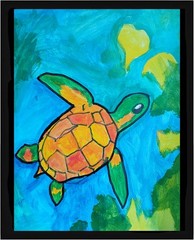 Abstract/Impressionism Sea Turtle 11×14 colorful Handmade Street Art Painting