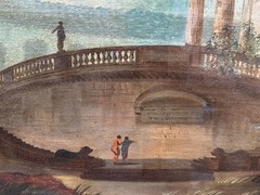 Antique Neoclassical 18th Century Landscape Oil Painting by Huberto Robert (x2)