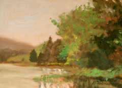 MAINE FOGGY MORNING ORIGINAL 6″x8″ OIL LANDSCAPE by P. Tarlow