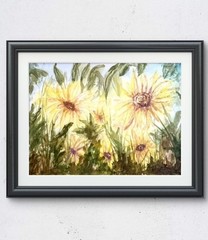 Maria Art SUNFLOWER FLORAL 22×30 WATERCOLOR 140LB Landscape Abstract Original