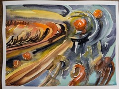 Original Abstract Watercolor Painting Comet 12″x 9″