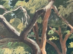 LARGE EUCALYPTUS TREE IN THE GARDEN OF THE CASTLE IN NICE – Impressionist Oil