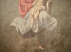 Antique Old Masters Virgin Mary & Child | Large 19th Century Oil Painting