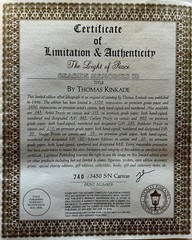 THOMAS KINKADE – THE LIGHT OF PEACE S/N 24″ x 36″ HAND EMBELLISHED CNVS w/COA