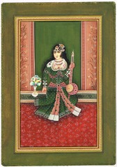 A Qajar Beauty Playing Musical Instrument – Persian Art Painting 9.5×13.5 Inches