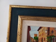 ORIGINAL Oil Painting on Cardboard inc Frame | City View/Castle Tower | 39×35 cm