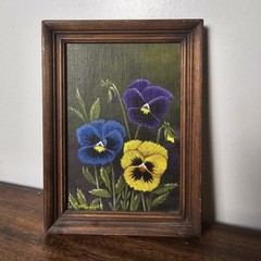 Framed Pansy Still Life Oil Painting – Signed Floral Art 6×8 In Handpainted