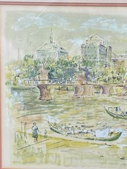 Alfred Birdsey Watercolor Abstract Art Painting Boston Public Garden Swan Boats