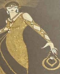 DI KAYE Flapper Art Deco SIGNED ORIGINAL Painting Framed with Crystals