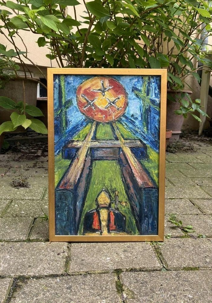 Espen Thorsen (1905) Bishop Under the Orange Sun. Ca, 1950. Danish Mid Century.