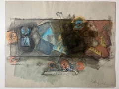 „Mechanisches Theater“, Wulfried Hengstenberg, 1973, Kohle/Pastell, 64×50 cm