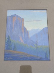 ANTIQUE YOSEMITE PAINTING LANDSCAPE SENTINEL ART DECO HARRY SEIDNER LISTED SMALL