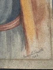 1886 Watercolor Painting of Middle Eastern Portrait of a Man Signed Guay L Smith