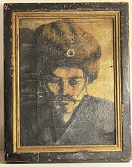 Antique Old Master Turban Gypsy Asian Fortune Teller Oil Canvas After Rembrandt