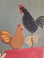 Folk Art Chicken Painting 12×16” Homestead Farmhouse Country Primitive