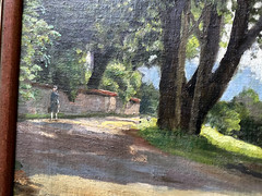 Oil Painting Farm Well Thuringia Sign. Lauschers Summer Day Stroller