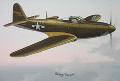 Raymond Waddey Painting on Canvas of USA and USSR P-63A Kingcobra WWII, 16″x20″