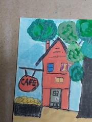 DOLLHOUSE PAINTING Folkart House Miniature Tiny 1.5×2 Inch Hand Painted Art